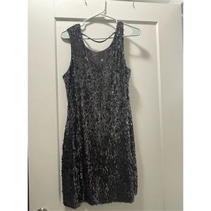Express Sequin Pewter Gray Dress • NWT